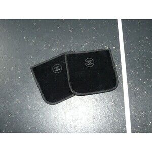 Chanel Authentic Small Velvet Pouch Make Up Dust Jewelry Bag Black - Set of 2